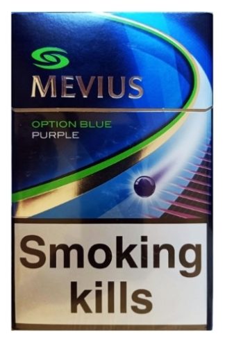 Mevius Option Blue Purple  บุหรี cigarette (1 เม็ดบีบ - Made In Japan Nicotin : 0.5mg tar : 5 mg Carbon-monoxide : 5mg)